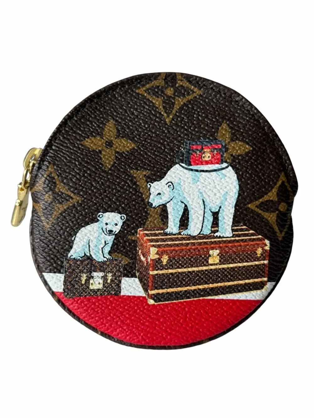 Louis Vuitton 2017 Christmas Animation Polar Bear Round Coin Purse – Monogram